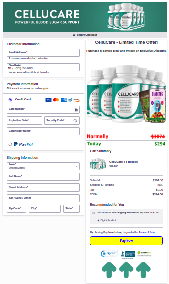 Cellucare Secured Checkout Form